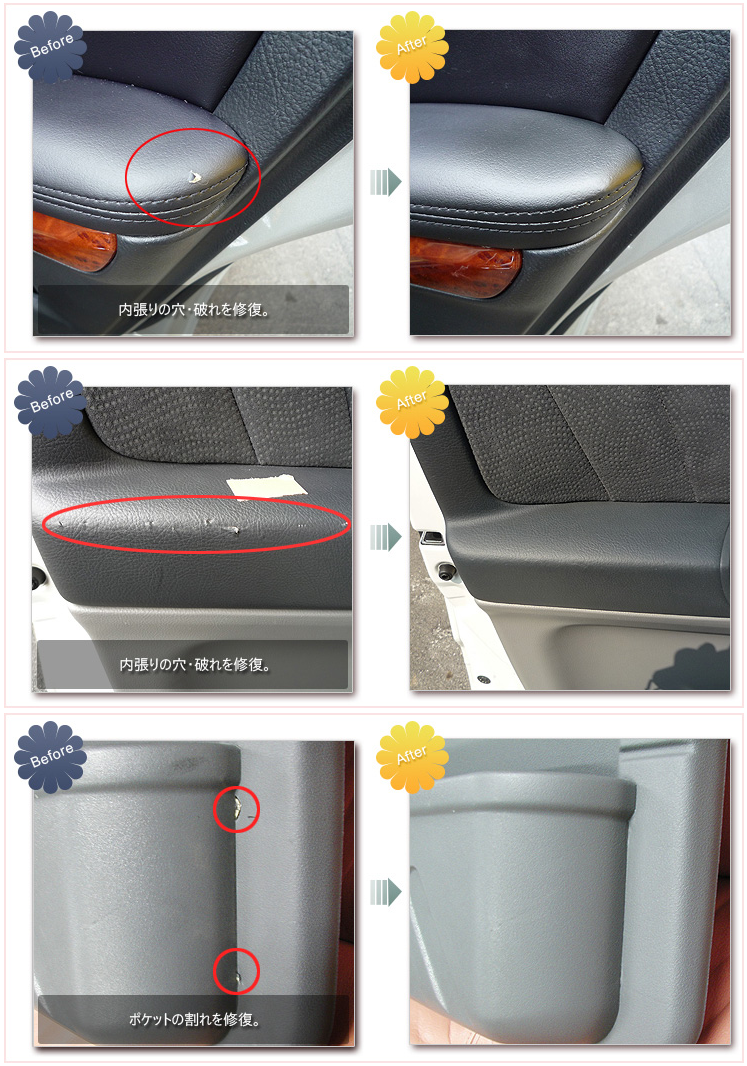 内張りの穴や破れ